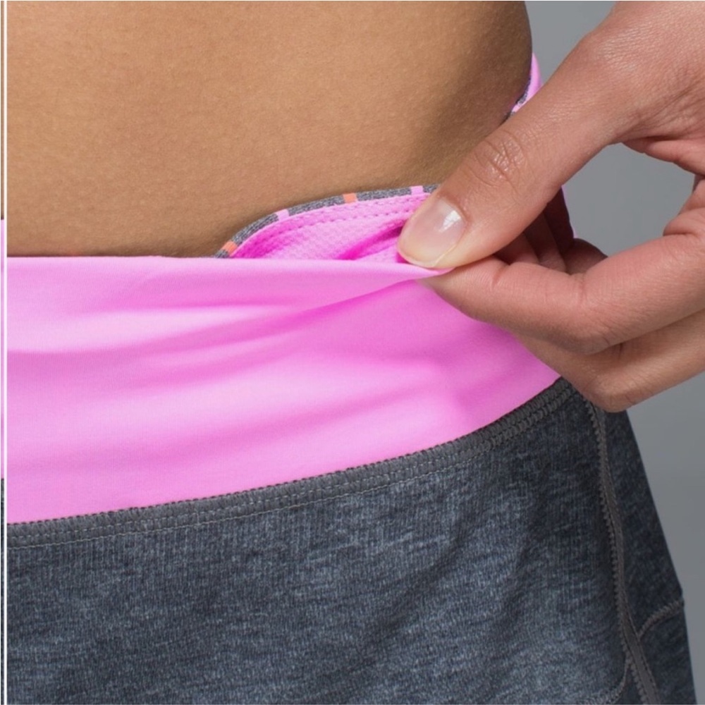 Lululemon Pace Rival Skirt/skort  size 6 Heather Grey and Pink four way stretch - Picture 4 of 14